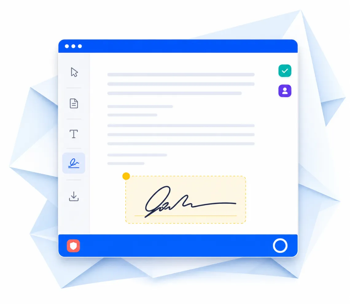 PDF signing workspace with a signature field