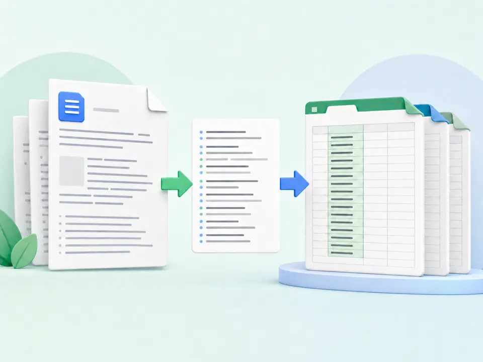 PDF text lines flowing into the first column of a spreadsheet