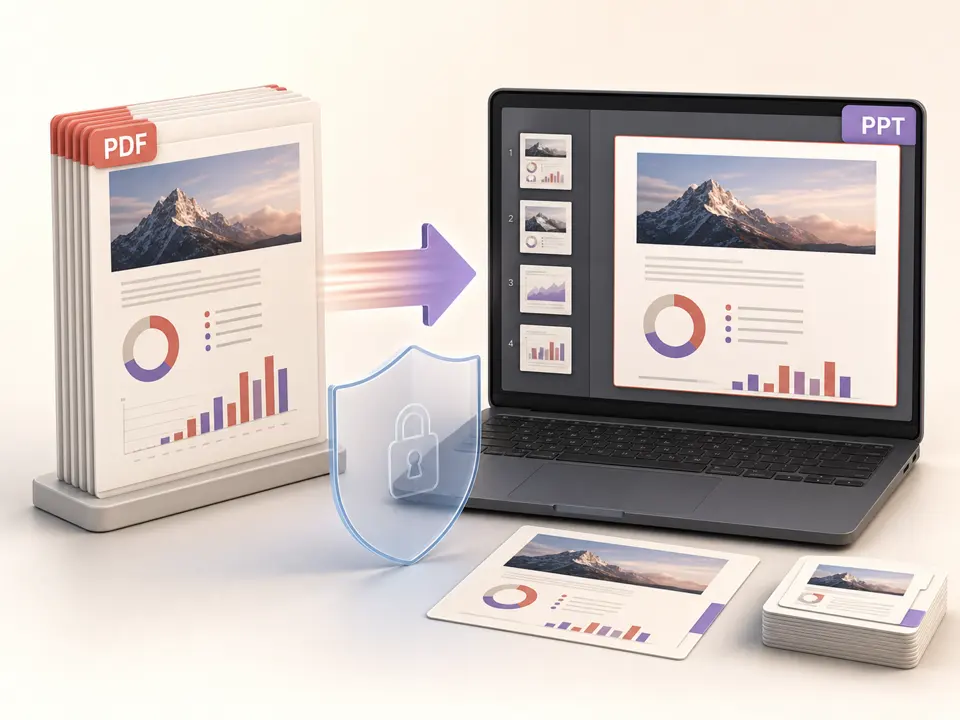 PDF pages becoming contained full-page image layers on separate widescreen presentation slides