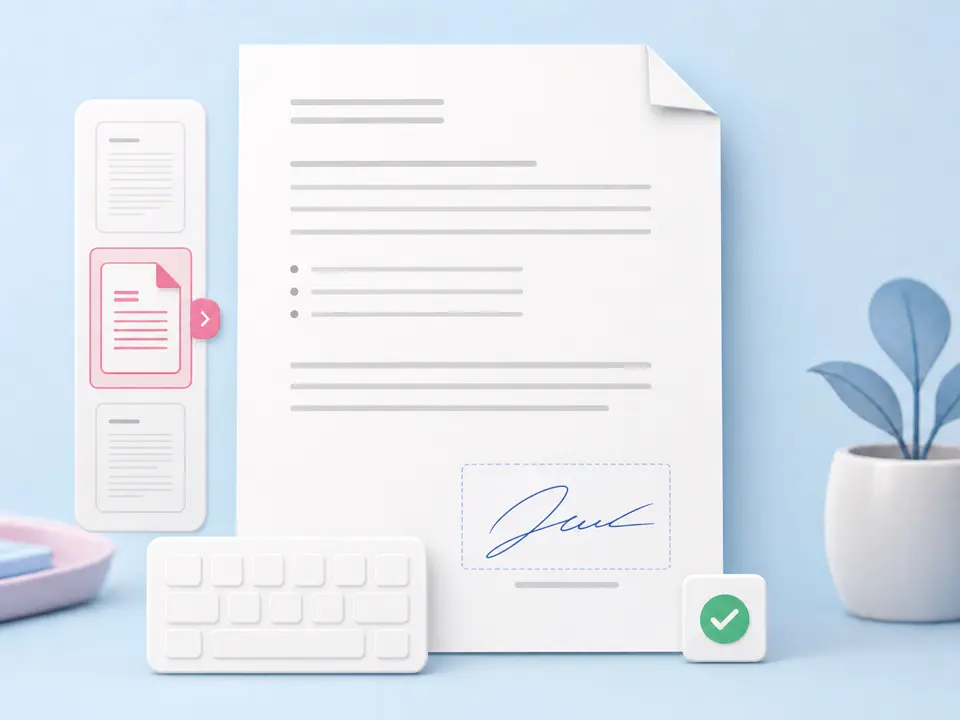 Typed signature text being placed in the lower-right corner of a PDF page